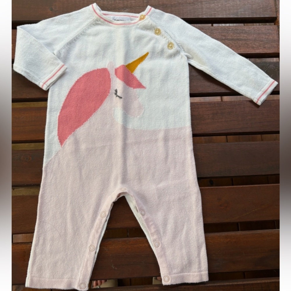 VGUC Angel Dear 6-12 Months Unicorn Sweater Coverall